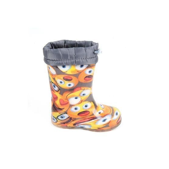 Ayakcenter 21-14 SRB Gri Emoji Kürklü Erkek Çocuk Çizme