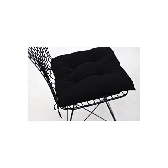 AYDEMİR COLLECTİON Pofuduk Siyah Kare Sandalye Minderi 40 X 40 Cm Koltuk & Kanepe Örtüsü Fiyatı