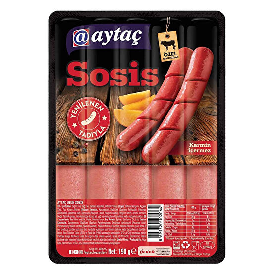 Aytaç Dana Sosis 5'li 190 g Şarküteri Fiyatı