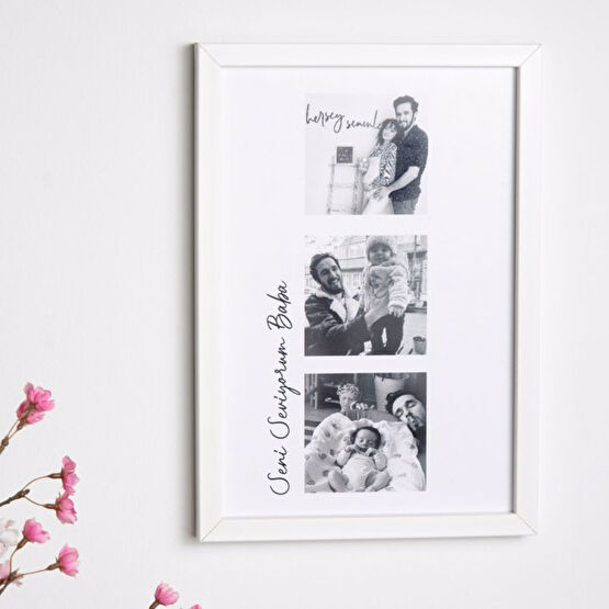 Babaya 3 Fotoğraflı 20x30 Yapışan Çerçeve