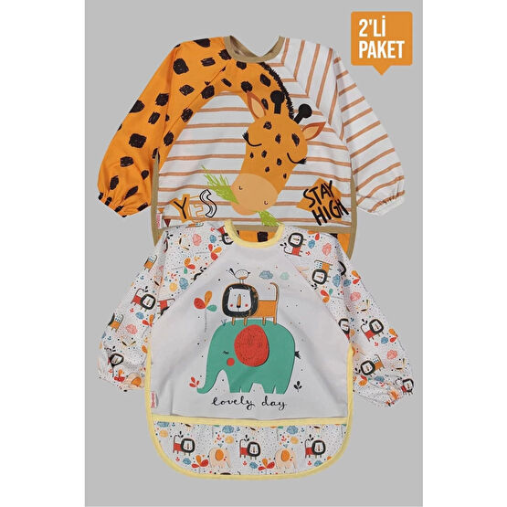Babydonat Giyilebilir Kollu Mama Önlüğü 0-2 Yaş (ZÜRAFA- SAFARİ) Standart Beden Mama Önlüğü Fiyatı