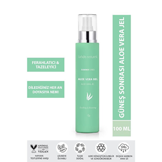 Bade Natural Aloe Vera Jel %100 Doğal 100 ml Güneş Sonrası Kremler ve Losyonları Fiyatı