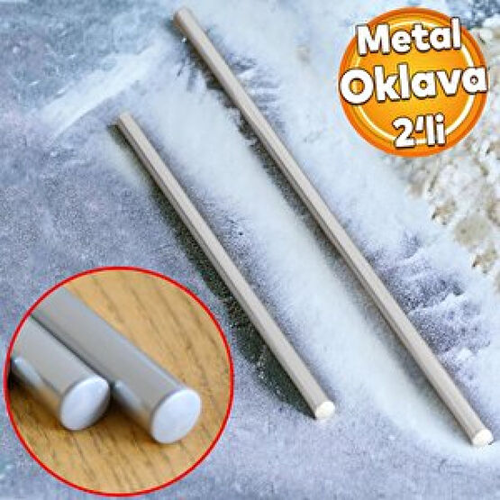 Badem10 Alüminyum Metal Oklava 2'li Set 74-49 Cm Börek Hamur Yufka Açma Silindir Yuvarlak Uzun Kısa Mutfak Oklava Fiyatı