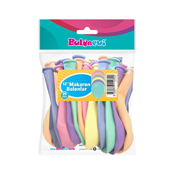 BalonEvi 25li Karışık Makaron Balon 12 İnç