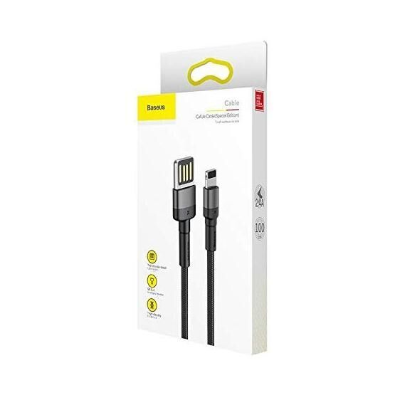 Baseus Cafule Special Edition Gri Siyah 1 mt 1.5 A Şarj & Data Aktarım Kablosu