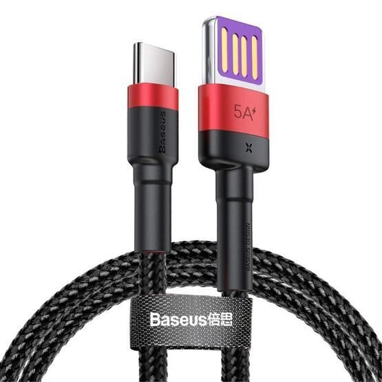 Baseus Cafule Special Edition Kırmızı Siyah 1 mt 5A Hızlı Şarj & Data Kablosu
