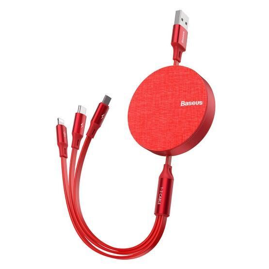 Baseus Fabric Kırmızı 3 in 1 1.2 mt 3.5 A Data Aktarım Kablosu
