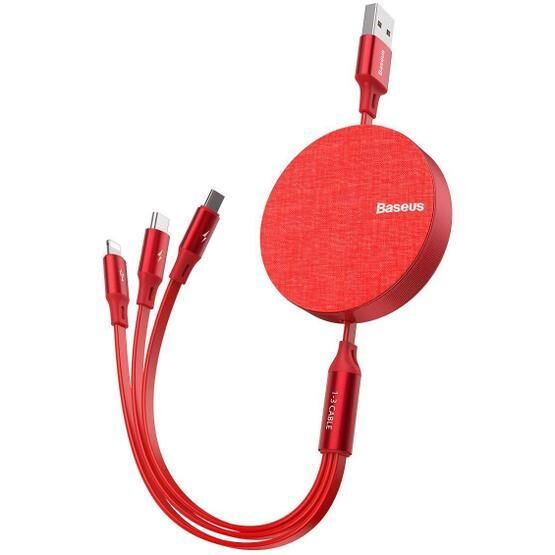 Baseus Fabric Kırmızı 3 in 1 1.2 mt 3.5 A Data Aktarım Kablosu