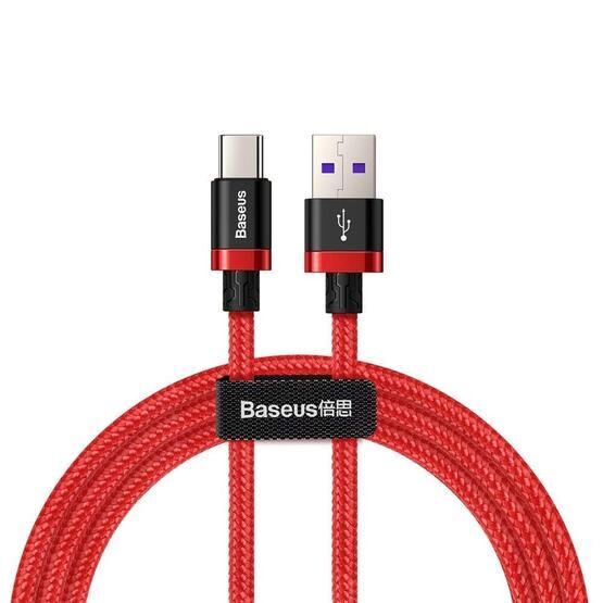 Baseus Gold Belt Serisi Kırmızı Siyah 1 mt 5 A Şarj & Data Aktarım Kablosu