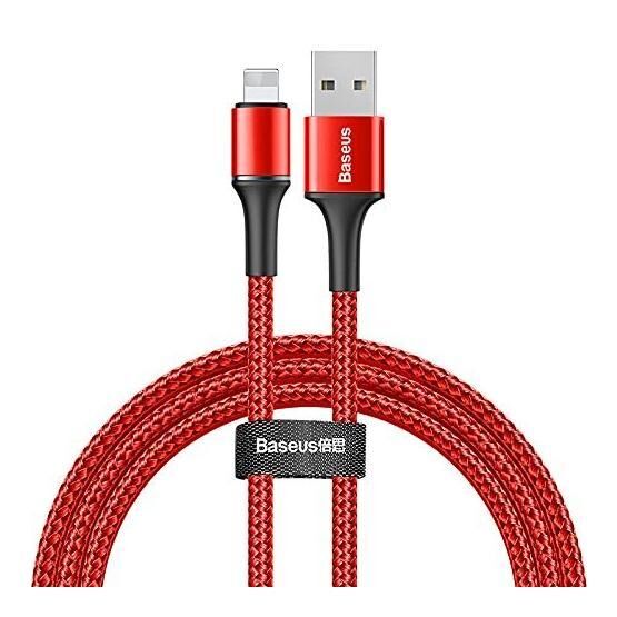 Baseus Halo Kırmızı 1 m 2.4 A USB Type A & Lightning Şarj & Data Aktarım Kablosu