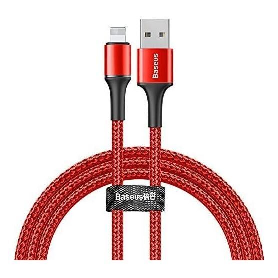 Baseus Halo Kırmızı 1 m 2.4 A USB Type A & Lightning Şarj & Data Aktarım Kablosu