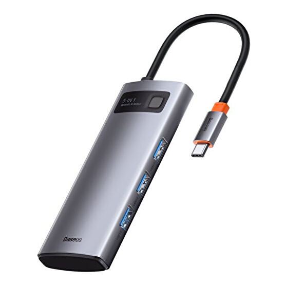 Baseus Metal Gleam 5’i 1 Arada Multifonksiyonal Type-C Hub Dock Station Gri Çoğaltıcı USB & Firewire Ürünleri Fiyatı