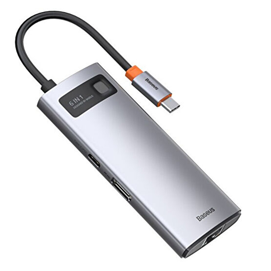Baseus Metal Gleam 6 İN 1 Multifonksiyonel Type C Hub Dock Station Gri USB & Firewire Ürünleri Fiyatı