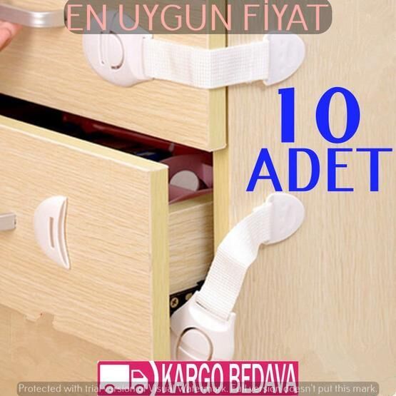 Bebek Çocuk Güvenlik 10 Adet Dolap ve Çekmece Kilidi