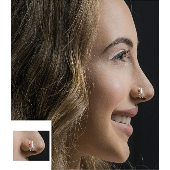 Begonia Accessories , 925 Ayar Gümüş Çift Görünümlü Halka Hızma & Küpe - Kırmızı Hızma Fiyatı