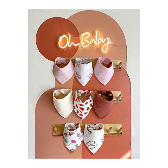 Begybaby (8 ADET)%100 Organik Çift Katlı Müslin Kumaş Iki Çıtçıtlı Kız Bebek Salya Ve Mama Önlüğü & Fular Mama Önlüğü Fiyatı