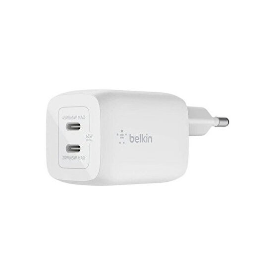 Belkin WCH013VFWH Çift Usb-C Power Delivery Gan Duvar Şarj Cihazı 65W Tablet Şarj Cihazı Fiyatı