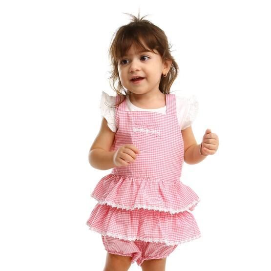 Bestido Yaz Kız Bebek Süprem Pembe Kısa Kol Salopet