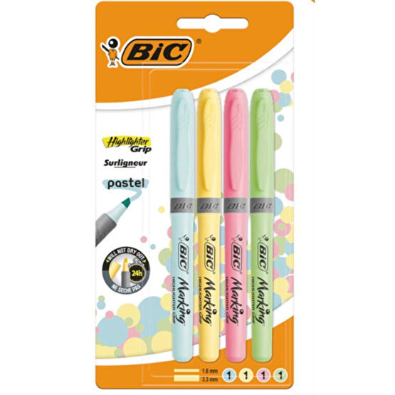 Bic 4lü Highlighter Grip Pastel Renkli