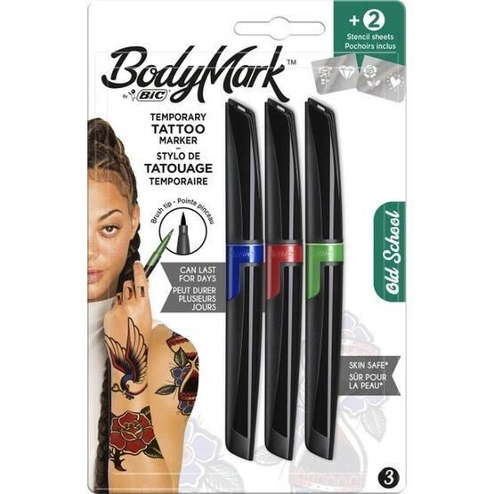 Bic BodyMark Mavi Yeşil Kırmızı 3'lü Blister Geçici Dövme Kalemi