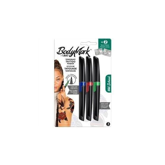 Bic BodyMark Mavi Yeşil Kırmızı 3'lü Blister Geçici Dövme Kalemi