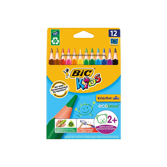 Bic Evolution Üçgen Jumbo Boya Kalemi 12 Renk 1632