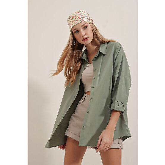 Bigdart Kadın 3900 Oversize Uzun Basic Gömlek 38 Beden