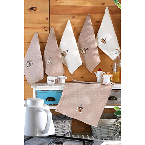 BİNNUR HOME Coffee Time 6 Adet Nakışlı Mutfak Seti Mutfak Havlusu Fiyatı