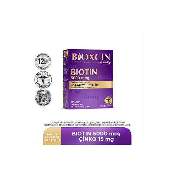 Bioxcin Biotin 5.000 Mcg 30 Tablet - Biotin + Çinko 15 Mg Saç Ve Tırnak Vitamini Saç Bakım Maskeleri & Serumlar & Spreyler Fiyatı