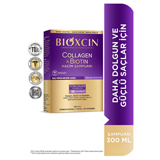 Bioxcin Collagen & Biotin Ekstra Hacim & Dolgunlaştırıcı Şampuan 300 Ml