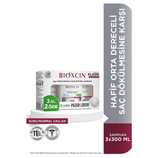 Bioxcin Genesis 3 Al 2 Öde Kuru-normal Saçlar Için Şampuan 3*300ml