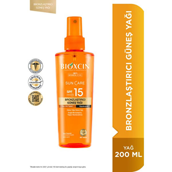 Bioxcin Sun Care Bronzlaştırıcı Yağ SPF15 200 ml Bronzlaştırıcılar Fiyatı