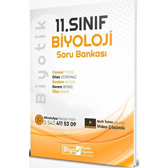 Biyotik Yayınları 11. Sınıf Biyoloji Soru Bankası - Canset Yıldız Ders Sınav Kitapları Fiyatı