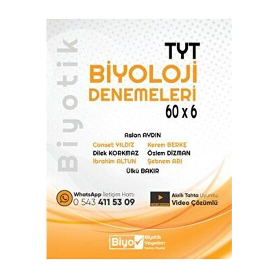 Biyotik Yayınları Biyotik Tyt Biyoloji Deneme 60*6 Ders Sınav Kitapları Fiyatı