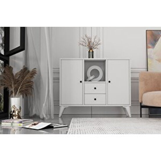 BK Concept Ayaklı İki Kapaklı İki Çekmeceli Beyaz Şifonyer Çıtasız Şfn-1088-ç Şifonyer Fiyatı