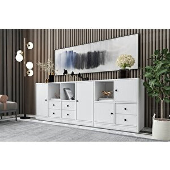 BK Concept Raflı Dolaplı Çekmeceli Konsol Beyaz 195 Cm Kns-1095-ç Konsol Mobilya Fiyatı