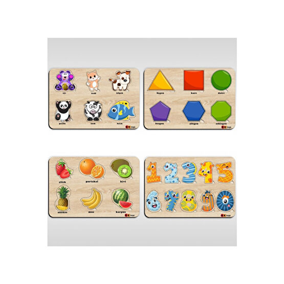 BKTOYS Toys Çocuklar Için 4’lü Ahşap Figürlü Eğitici-öğretici Yapboz Puzzle-1 Puzzle & Aksesuarları Fiyatı