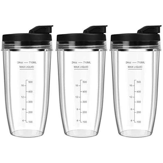 Blender Cups Replacement for Ninja, 24oz Ninja Blender Cups with To-Go Lids Compatible with Ninja BL450, BL456, BL480, BL2012, BL2013, BN401, BN751, BN801, SS101, SS151 (3 Pack) Yedek Parça ve Aksesuar Fiyatı