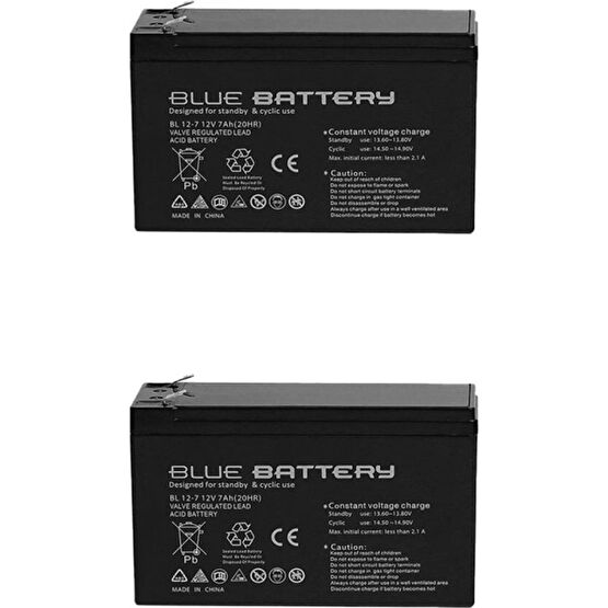 Blue Battery 2 Adet Blue Battery 12V 7AH Bakımsız Kuru Akü 2023 Eylül Üretim 12 Volt 7 Amper Kesintisiz Güç Kaynakları (UPS) Fiyatı