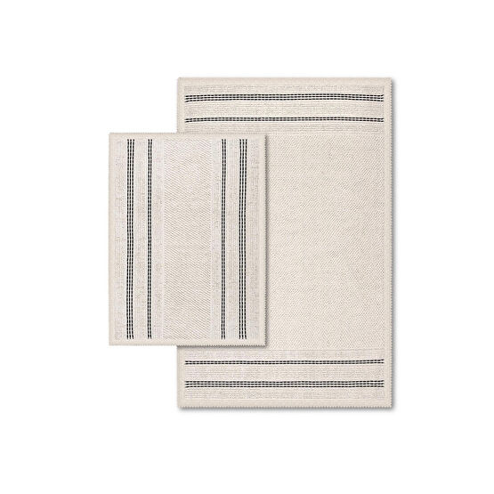 Bluenity Porto Doğal Pamuklu 2li Banyo Paspas Seti 60x90 40x60 Cm - Ekru Banyo Tekstili Fiyatı