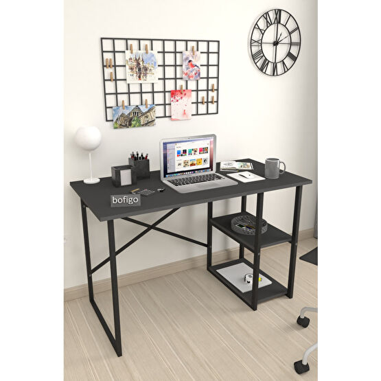 Bofigo 60x120 Cm 2 Raflı Çalışma Masası Bilgisayar Masası Ofis Ders Yemek Masası Antrasit Çalışma Masası Fiyatı