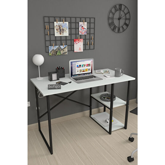 Bofigo 60x120 Cm 2 Raflı Çalışma Masası Bilgisayar Masası Ofis Ders Yemek Masası Beyaz Çalışma Masası Fiyatı