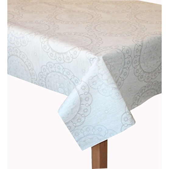 Bohem Stil Astarlı Pvc Muşamba Yuvarlak Kare Dikdörtgen Masa Örtüsü - 140 x 220 cm - Bej Masa Örtüsü Fiyatı