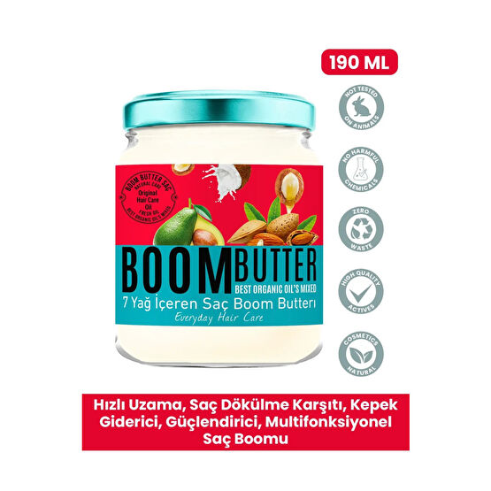 BOOM BUTTER 7 Yağ Içeren Besleyici Ve Nemlendirici Saç Bakım Yağı 190 ml Saç Bakım Maskeleri & Serumlar & Spreyler Fiyatı