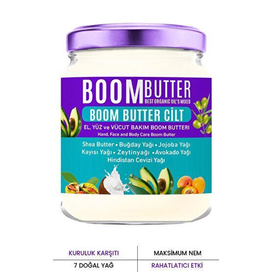 BOOM BUTTER 7 Yağ Içeren Kuruluk Karşıtı Onarıcı Cilt Bakım Yağı 190 ml