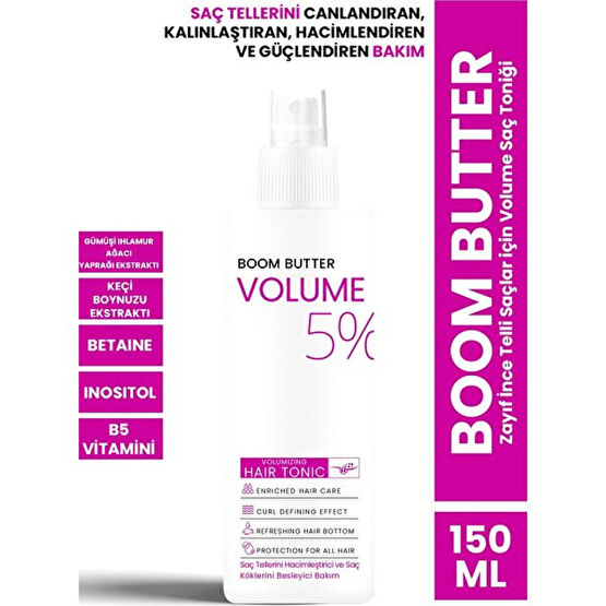 Boom Butter Zayıf İnce Telli Saçlar Için Volume Saç Toniği 150 ml Saç Bakım Maskeleri & Serumlar & Spreyler Fiyatı
