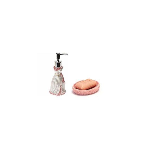 Bosphorus 2'li Set Pembe Sıvı Sabunluk ve Sabunluk