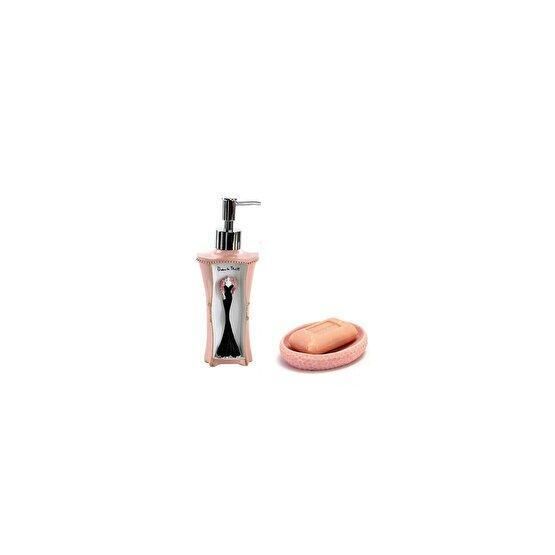 Bosphorus 2'li Set Pembe Sıvı Sabunluk ve Sabunluk