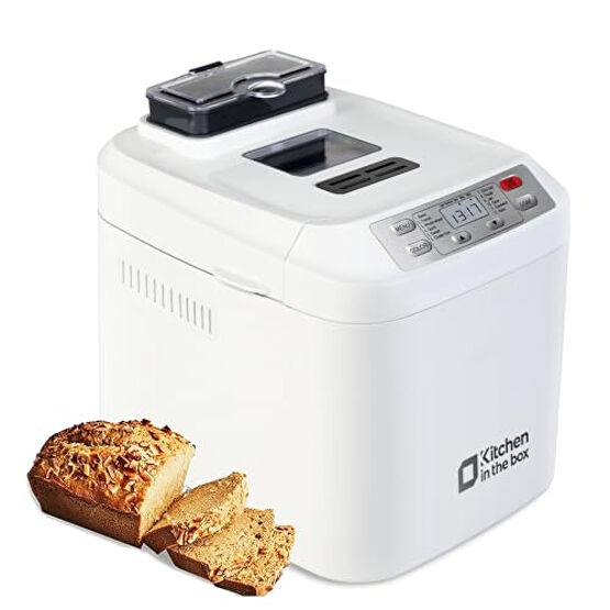 Bread Machine, Kitchen in the box 2LB 12-IN-1 Bread Maker, Gluten-Free Setting, Auto Fruit Nut Dispenser & Nonstick Pan, 2 Loaf Sizes,13H Reserve & 1H Keep Warm (White) Ekmek Kızartma Makineleri Fiyatı