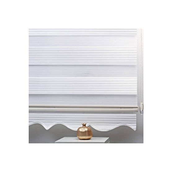 Brillant Pliseli Stor Zebra Perde Etek Dilimli (beyaz) 150 x 260 Beden